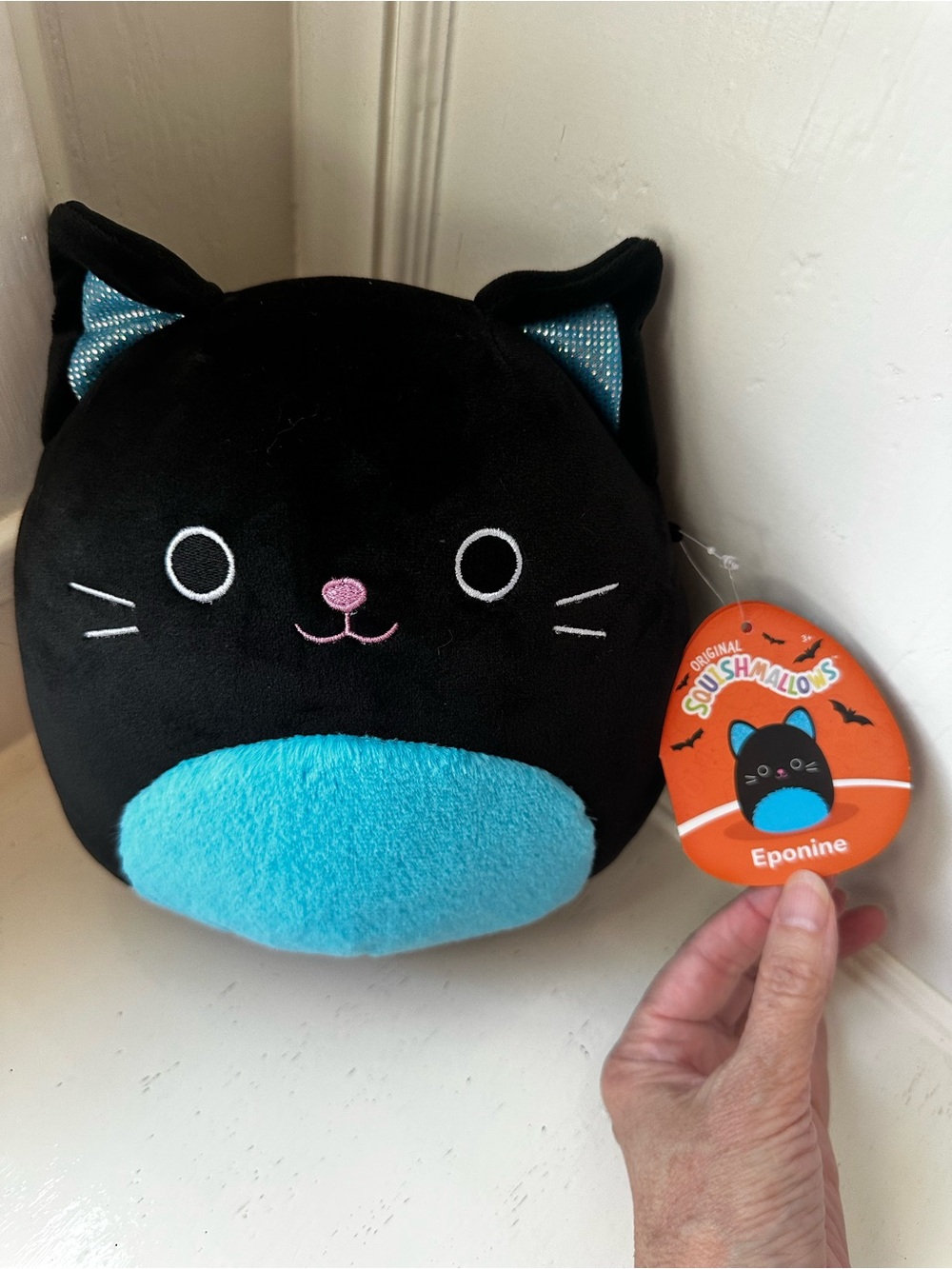 Squishmallows Eponine Black & Blue Cat Plush Toy New with Tags